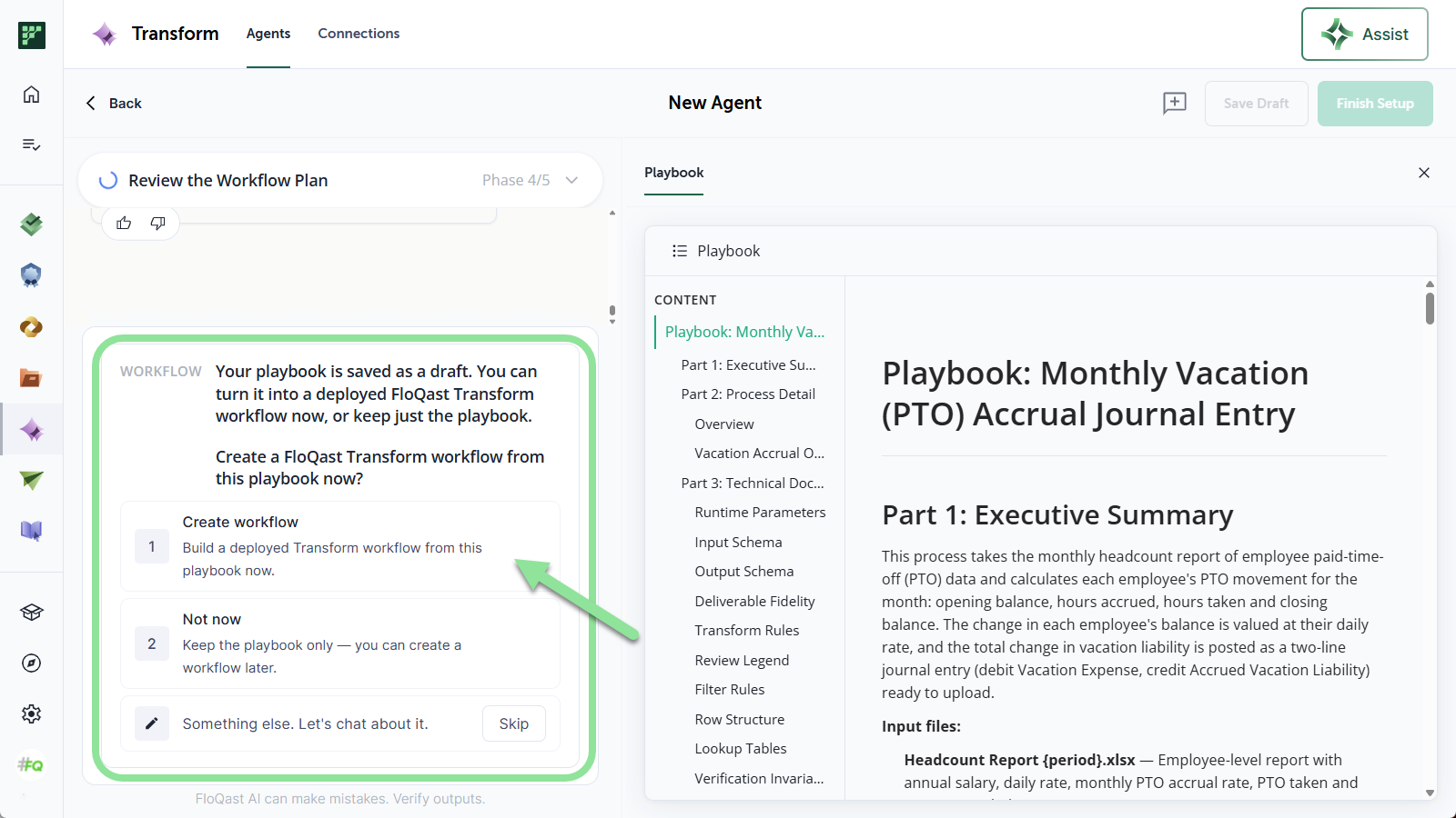 Saved Playbook summary with the prompt to build a workflow