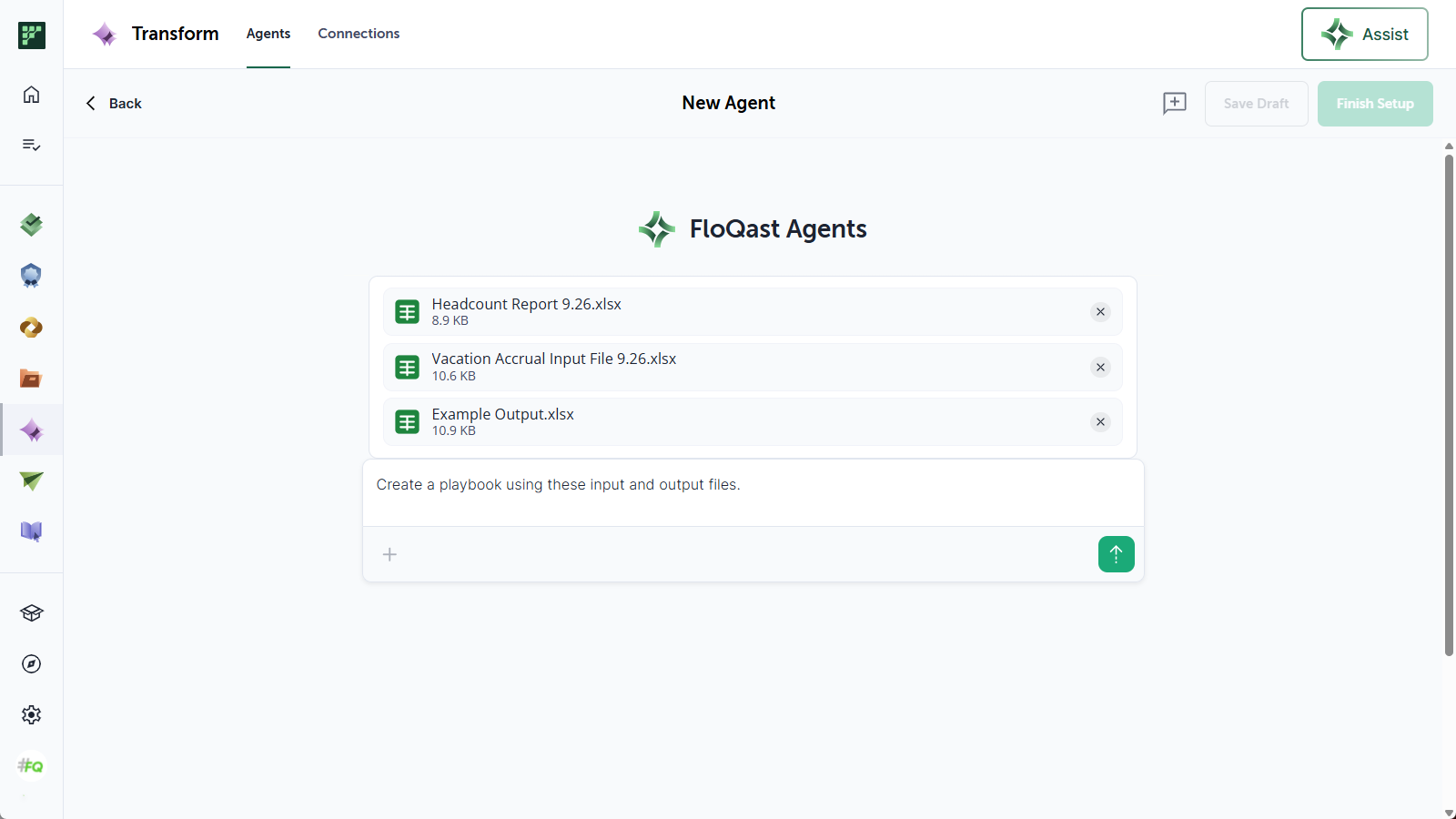 Chat with input and output files attached