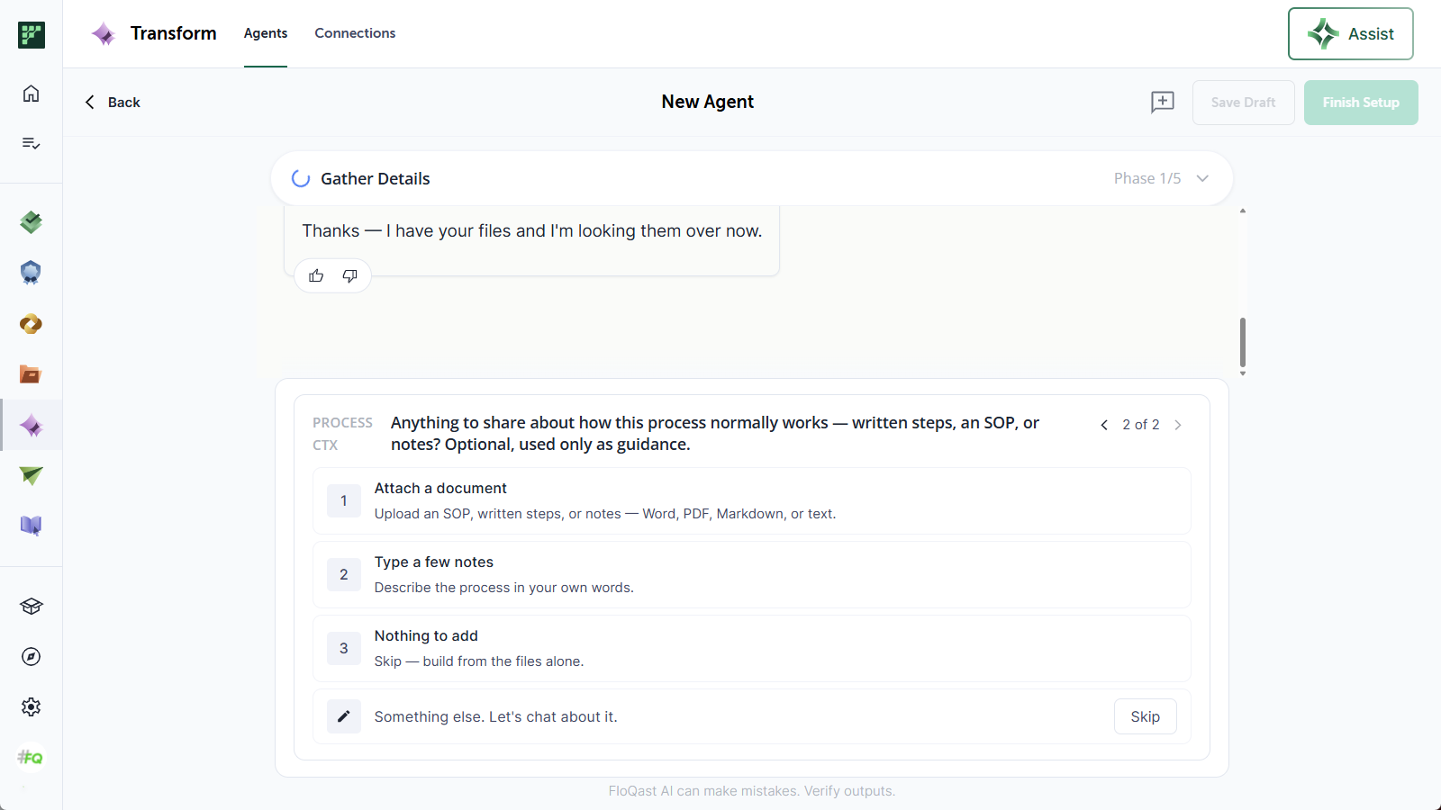 A clarifying question from Transform with suggested answers and an Other option